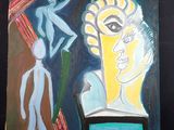 un tableau représentant un homme et une femme posés sur une table