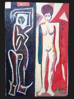 une image d'un tableau représentant un homme et une femme debout l'un à côté de l'autre