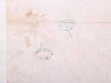 a piece of paper with stamps on it on a table