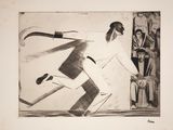 drawing of a man with a hockey stick and a hockey stick in his hand