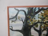 a picture of a painting of a tree with a bird perched on it