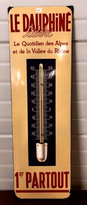 Plaque émaillée rare thermomètre édité par le journal LE DAU…