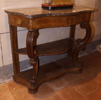 Console en acajou et placage d'acajou ouvrant par un tiroir … - Photo 1