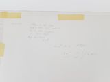 a piece of paper taped to the wall with notes on it