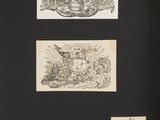 an old book with a bunch of drawings on it