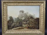 une image d'un tableau représentant un château sur une colline
