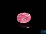 une tourmaline rose posée sur un fond noir