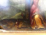 un tableau représentant une femme et un chien dans une pièce