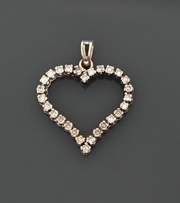 Pendentif en or blanc 18K 750 millièmes serti de 28 diamants…