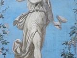 a painting of a woman holding a tennis racquet