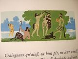 a picture of a book with a picture of people and animals on it