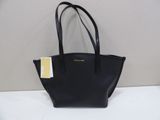 michael korsh black leather tote bag