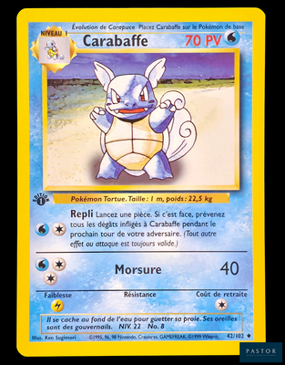 une carte sur laquelle figure l'image d'un personnage de Pokémon