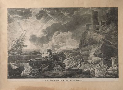une vieille photo d'un bateau en mer avec des personnes à bord