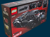 lego batman batmobile set in a box on a blue background