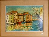 une image d'une peinture de bateaux sur l'eau