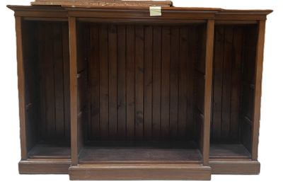 an image of a wooden cabinet with a mirror on top of it