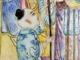 a painting of a woman and a child holding a stick