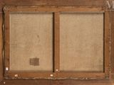 an old picture of a window with a wooden frame and a window pane