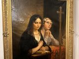 a painting of a woman and a child in a room