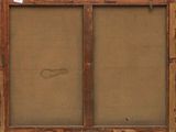 an old wooden frame with a window and a window pane in it