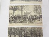 plusieurs vieilles photos en noir et blanc représentant des personnes et des chevaux dans une ville