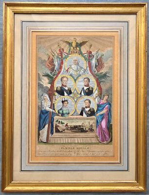une vieille peinture représentant un groupe de personnes assises autour d'une table