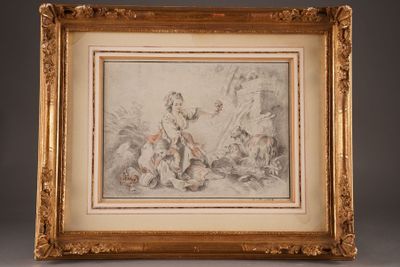 an image of a drawing of a man and a woman in a landscape