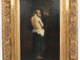 une image représentant un tableau d'un homme nu dans un cadre doré