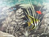 a picture of a painting of a fish in the water