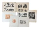 several old books with pictures of people on them on a white surface