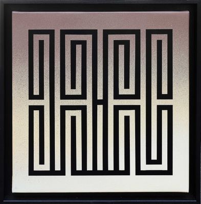 a black and white picture of a square pattern with a black frame
