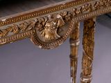 a small table with a marble top on it