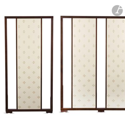deux grandes portes moustiquaires ornées de motifs décoratifs sur fond blanc