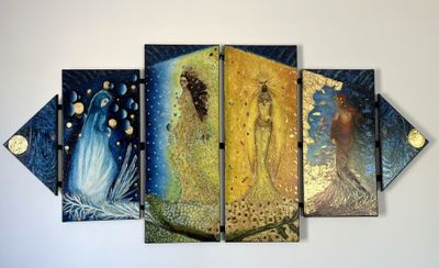 a picture of a painting on the wall of a room