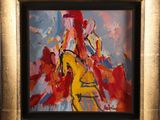 an image of a painting of a man and a woman in a red and yellow dress