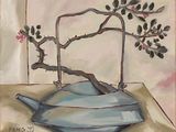 un tableau représentant une théière dans laquelle se trouve un arbre
