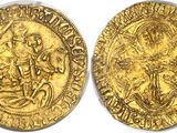 a gold coin with an image of a man and woman on it