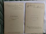 an image of two old papers with writing on them sitting on a bed