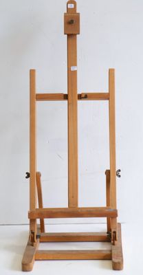 a wooden easel with a wooden handle on a white background