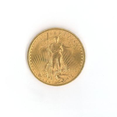 une image d'une pièce d'or sur une surface blanche