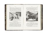 un livre ouvert contenant des photos d'un salon