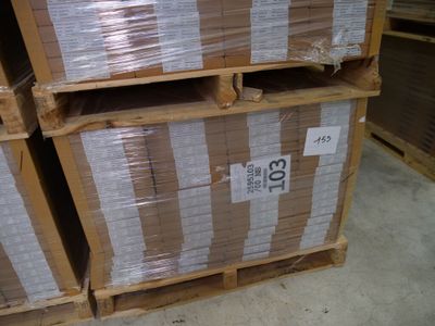 a stack of boxes sitting on top of a pallet in a warehouse