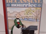 un vieux livre pour enfants avec l'illustration d'une femme poussant un bébé dans une poussette