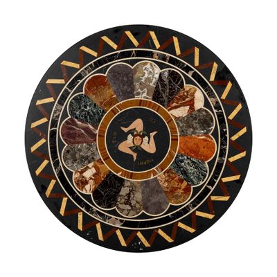 a picture of a round table with a design on it