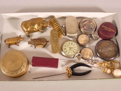 a box full of assorted items on a table