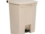 an image of a white trash can sitting on top of a white floor