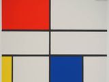 an image of a painting of squares and rectangles in red, yellow, blue, and black