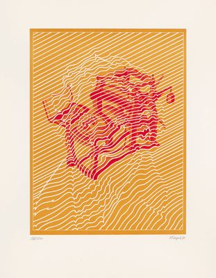 an image of a red and yellow drawing on a white background