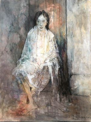 an image of a painting of a woman sitting in a chair